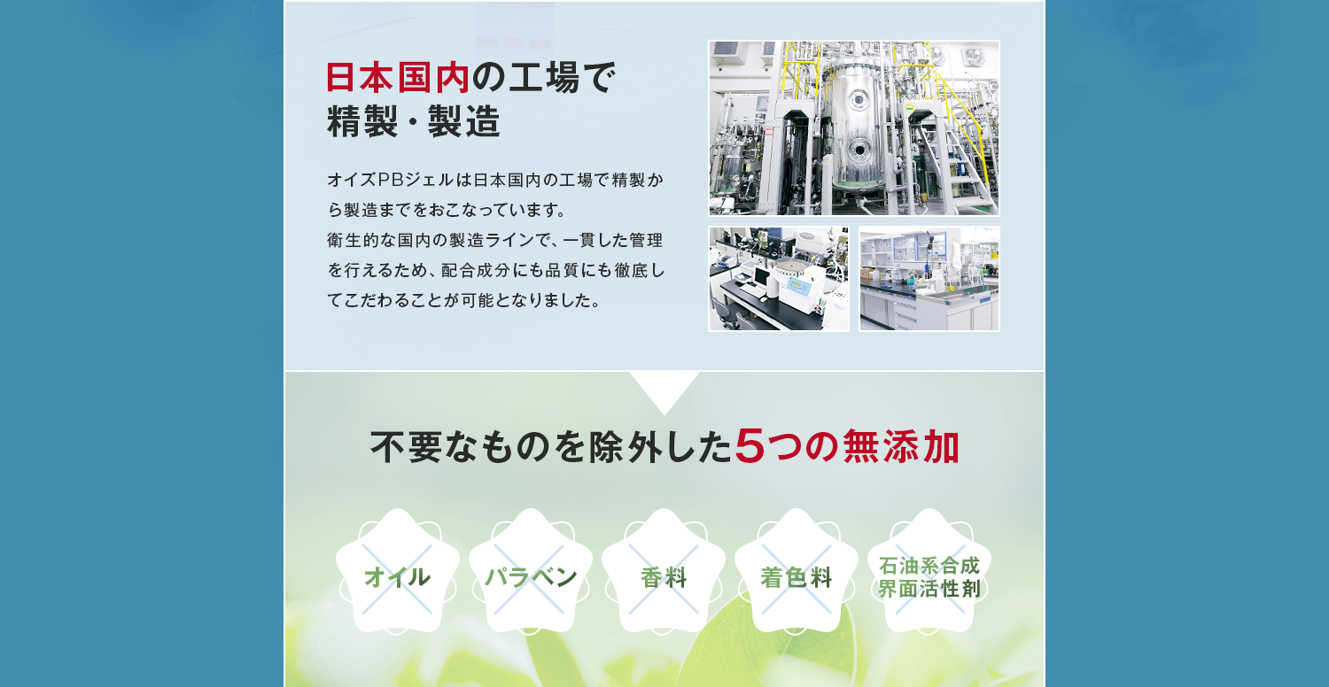 不要なものを除外した5つの無添加